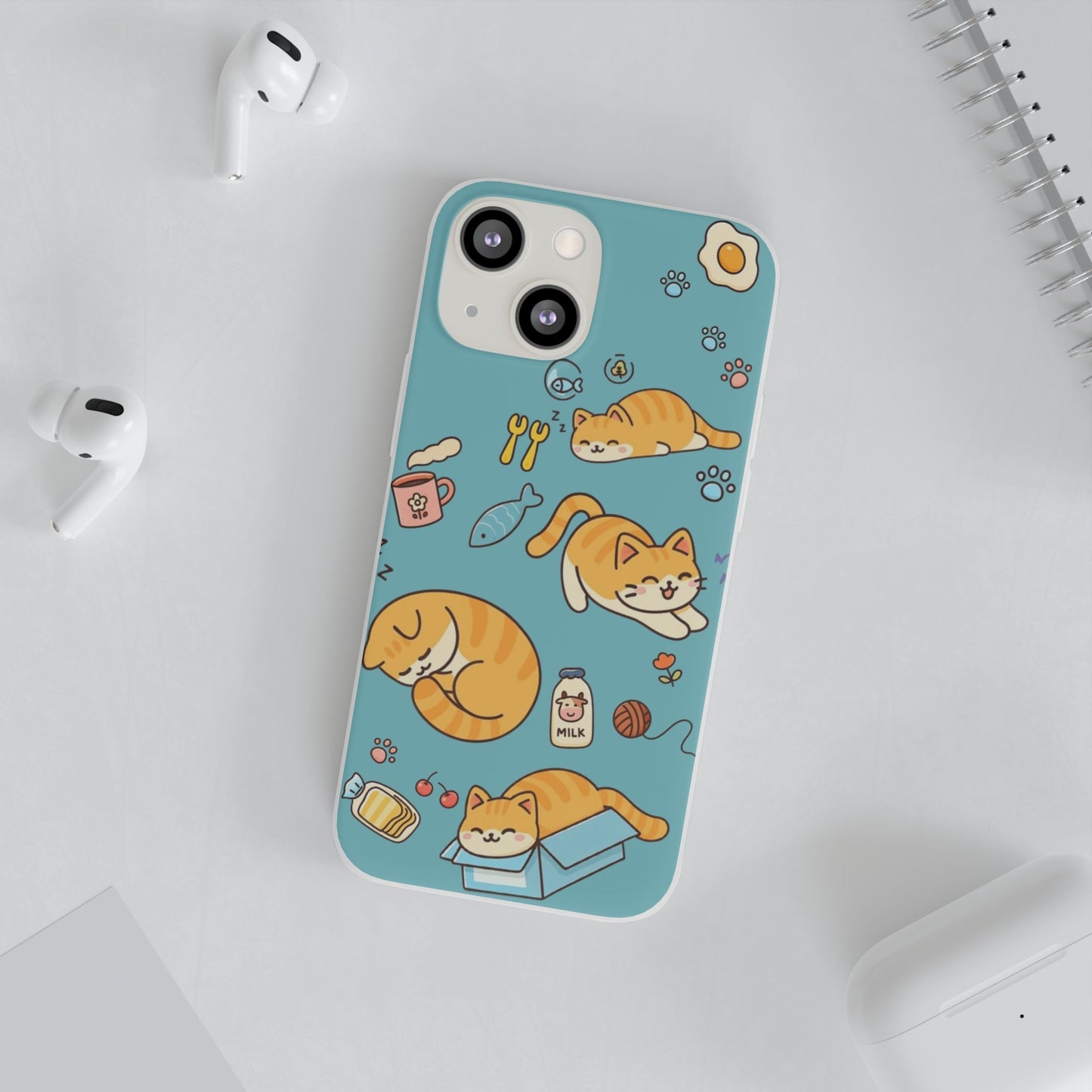 Whimsical Cat Flexi Cases - Cute Pet Lover Gift, Phone Protection, Fun Animal Design, Cat Themed Accessory, Apprehensive Kitten Decor