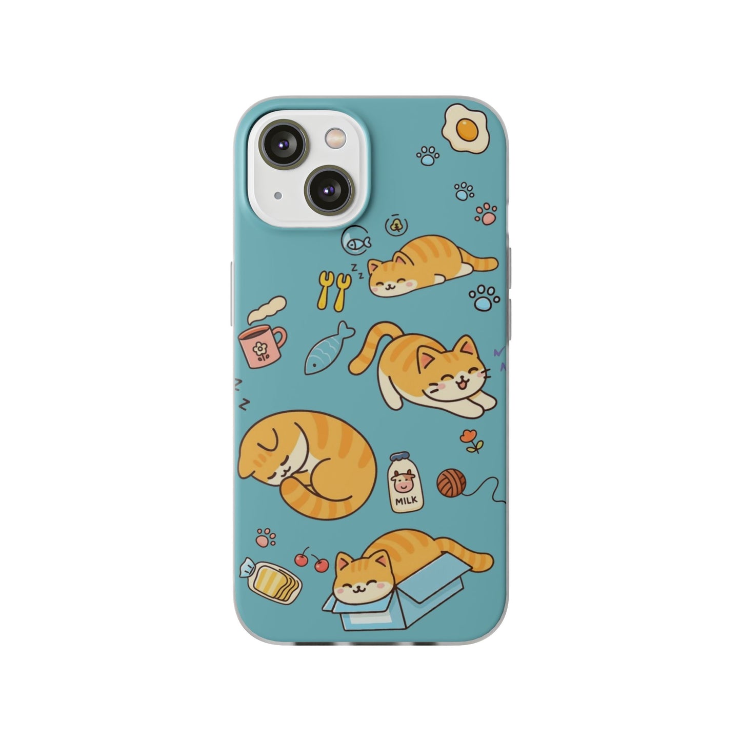 Whimsical Cat Flexi Cases - Cute Pet Lover Gift, Phone Protection, Fun Animal Design, Cat Themed Accessory, Apprehensive Kitten Decor