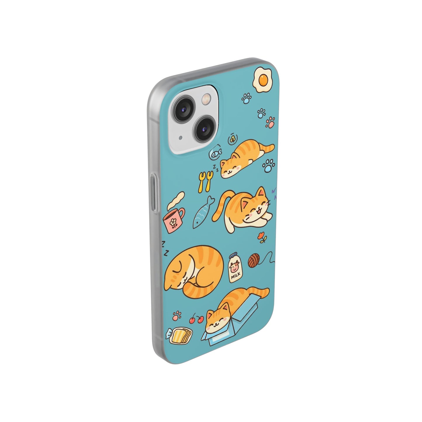 Whimsical Cat Flexi Cases - Cute Pet Lover Gift, Phone Protection, Fun Animal Design, Cat Themed Accessory, Apprehensive Kitten Decor