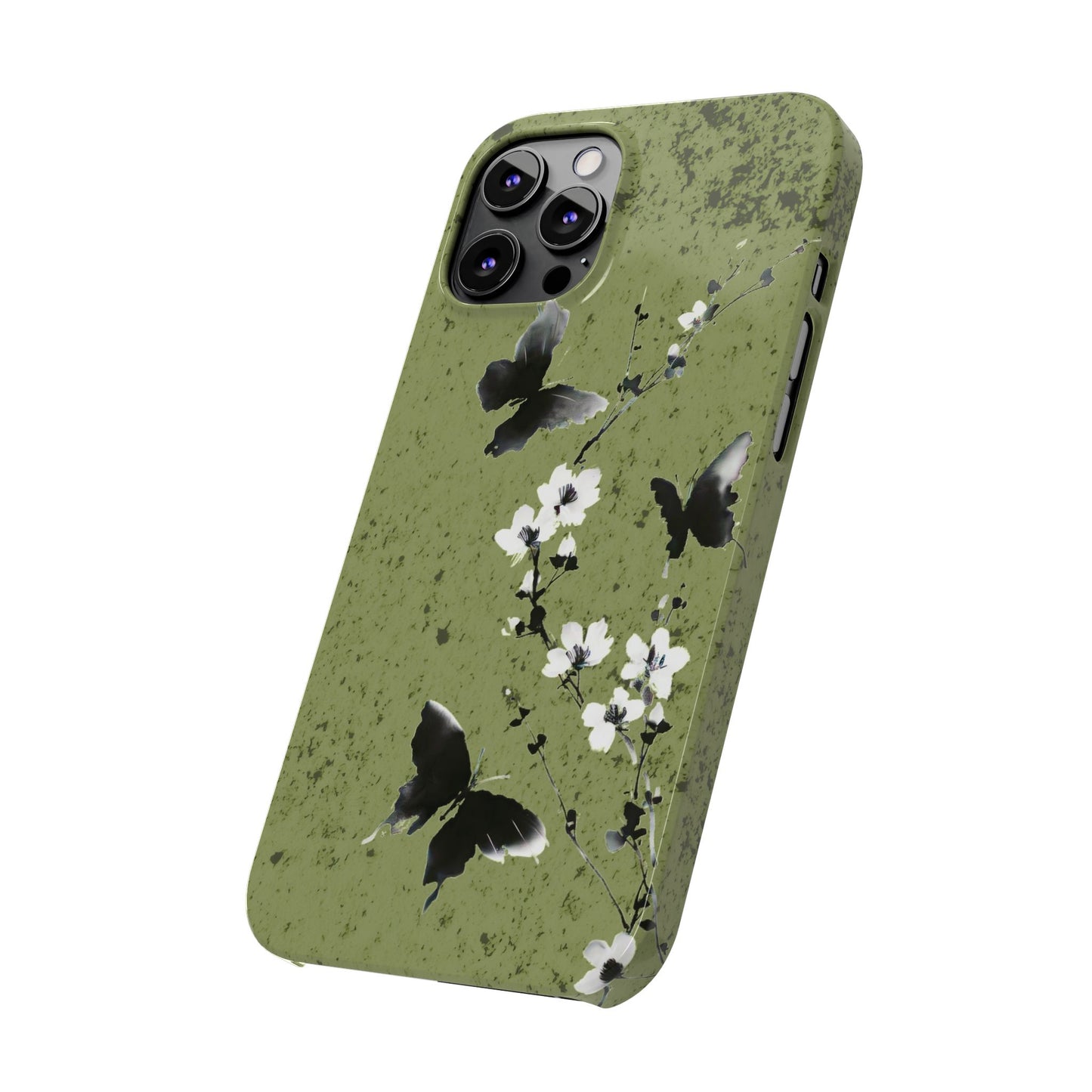 Elegant Butterfly Slim Phone Cases, Nature-Inspired Phone Cover, Floral Design Case, Gifts for Butterfly Lovers, Trendy Phone Accessory