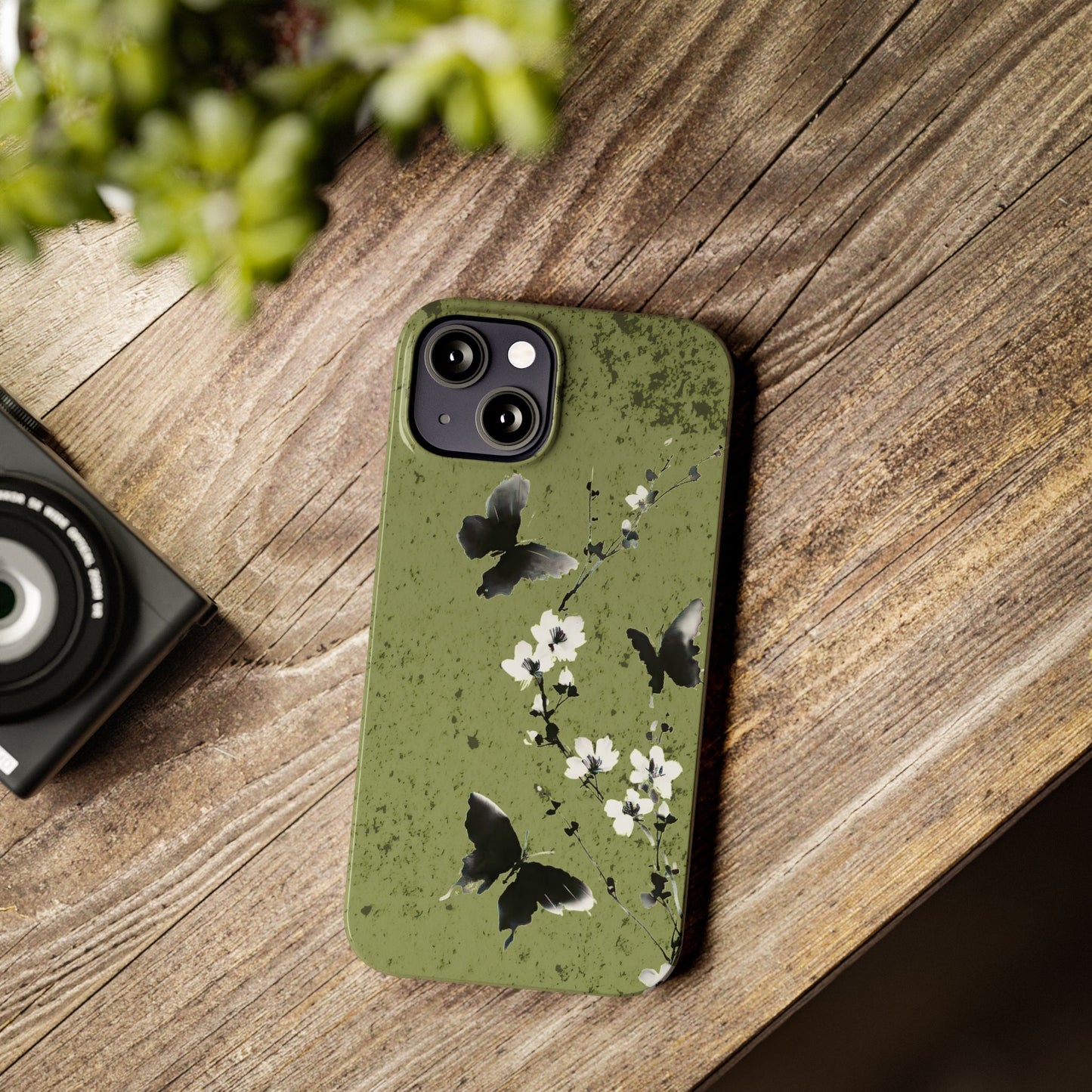 Elegant Butterfly Slim Phone Cases, Nature-Inspired Phone Cover, Floral Design Case, Gifts for Butterfly Lovers, Trendy Phone Accessory
