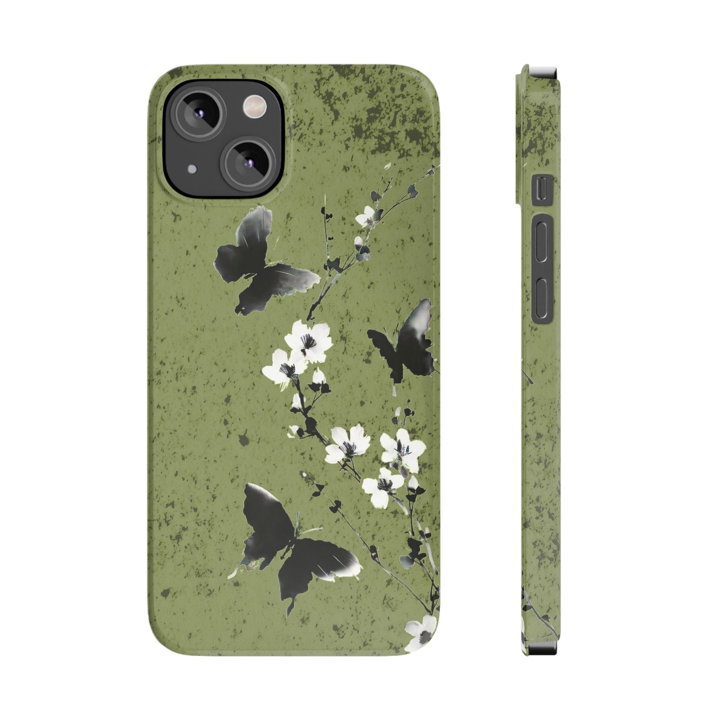 Elegant Butterfly Slim Phone Cases, Nature-Inspired Phone Cover, Floral Design Case, Gifts for Butterfly Lovers, Trendy Phone Accessory