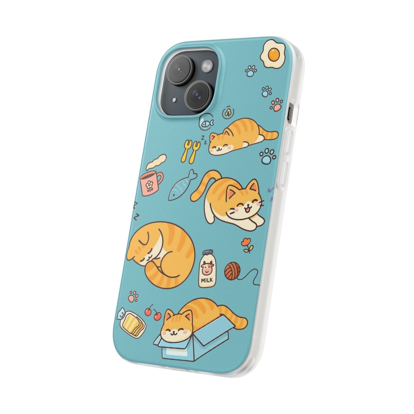 Whimsical Cat Flexi Cases - Cute Pet Lover Gift, Phone Protection, Fun Animal Design, Cat Themed Accessory, Apprehensive Kitten Decor