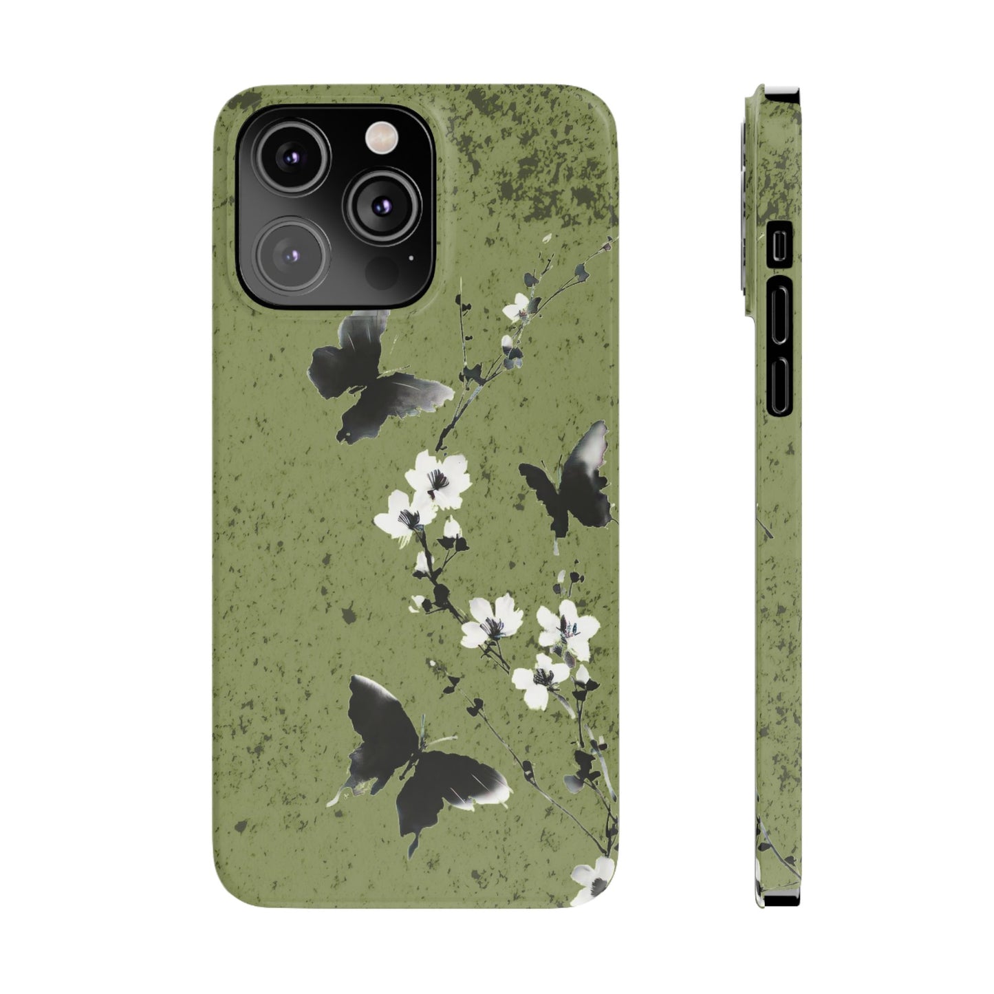Elegant Butterfly Slim Phone Cases, Nature-Inspired Phone Cover, Floral Design Case, Gifts for Butterfly Lovers, Trendy Phone Accessory