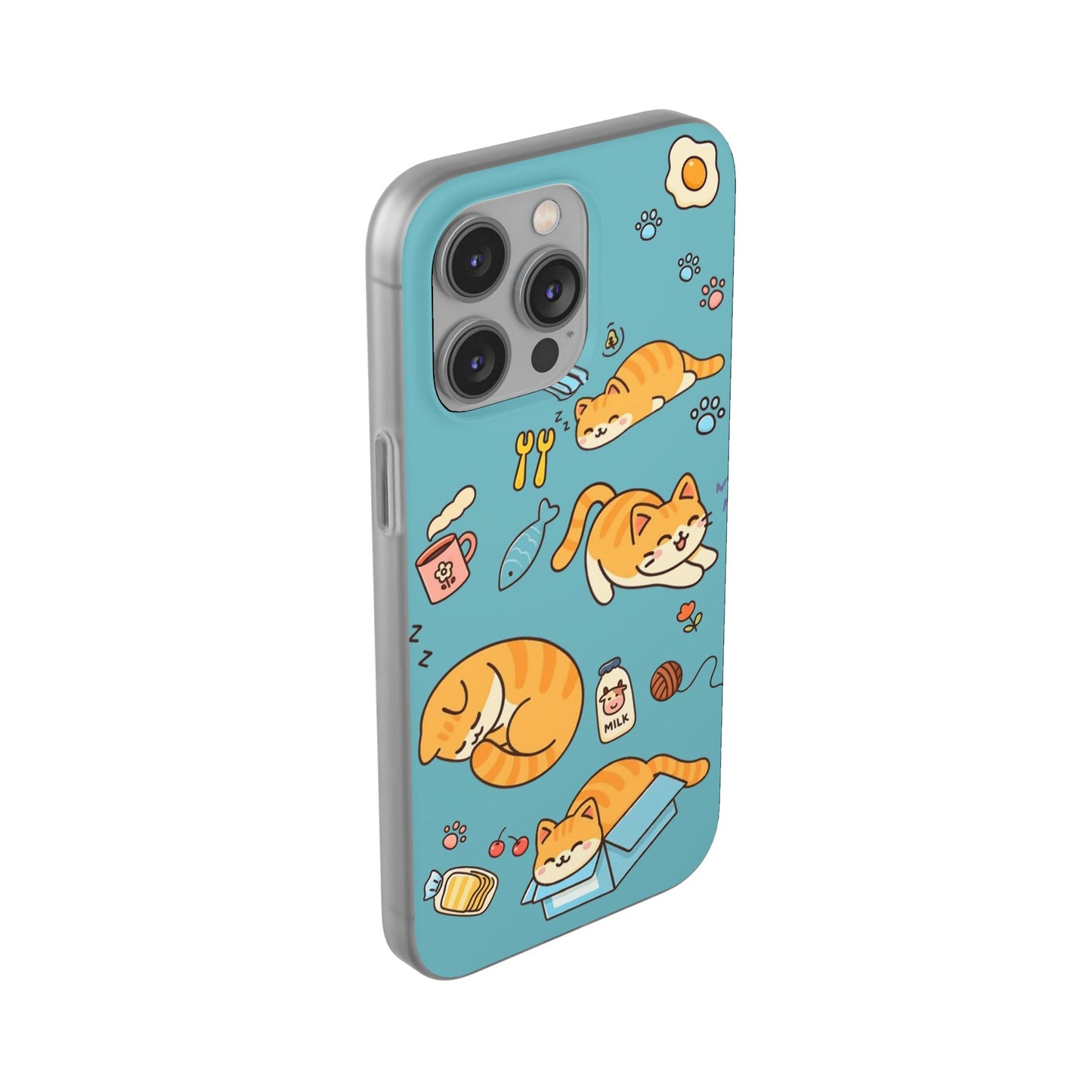 Whimsical Cat Flexi Cases - Cute Pet Lover Gift, Phone Protection, Fun Animal Design, Cat Themed Accessory, Apprehensive Kitten Decor