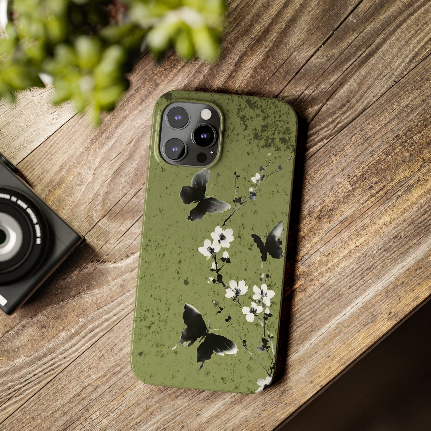 Elegant Butterfly Slim Phone Cases, Nature-Inspired Phone Cover, Floral Design Case, Gifts for Butterfly Lovers, Trendy Phone Accessory